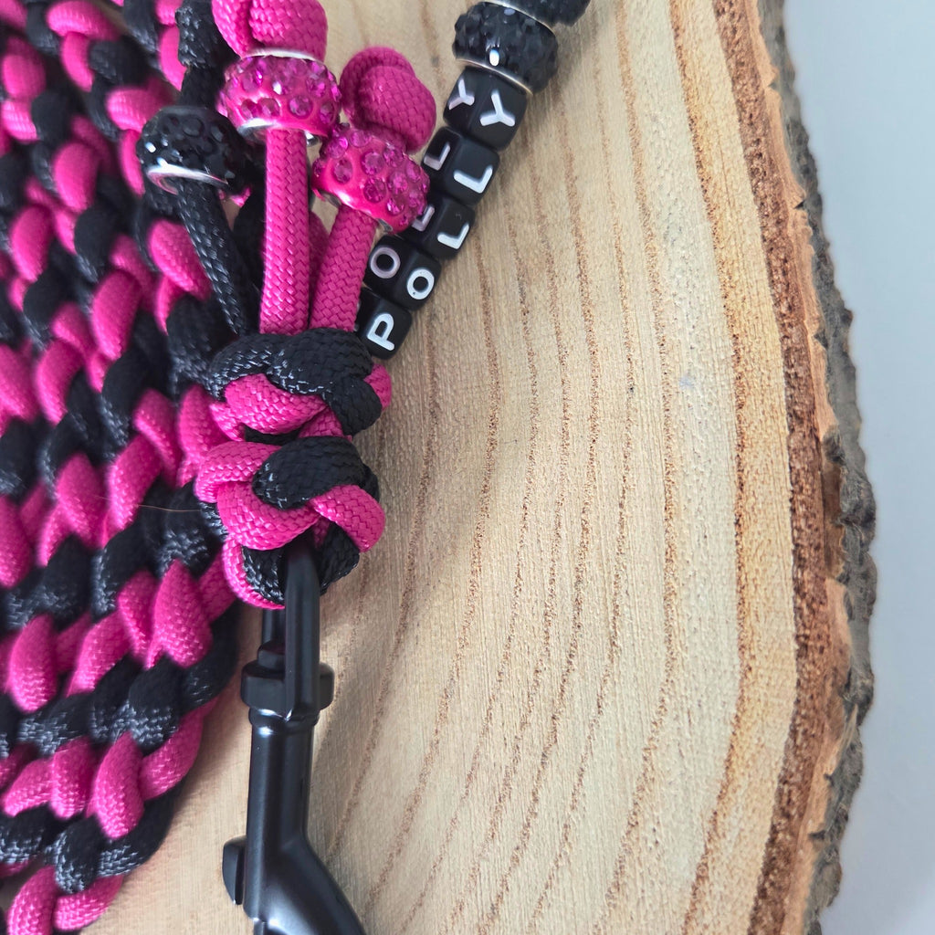 pink-schwarze Hundeleine aus Paracord, Führleine