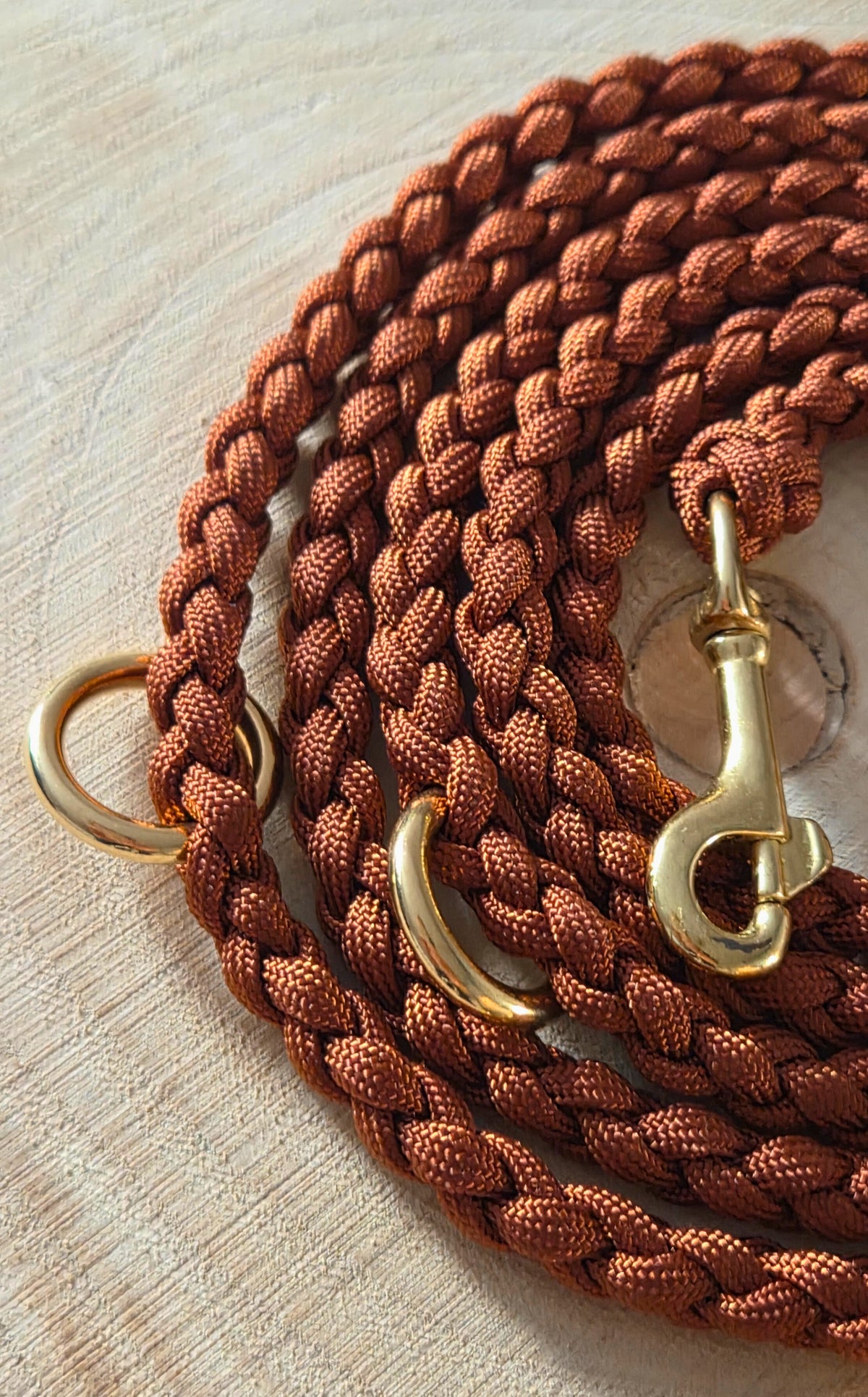 Hundeleine in braun, geflochten aus Paracord, leicht