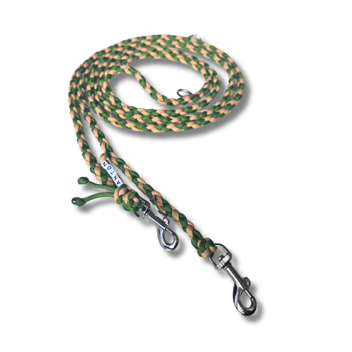 grün-beige leichte Hundeleine aus Paracord