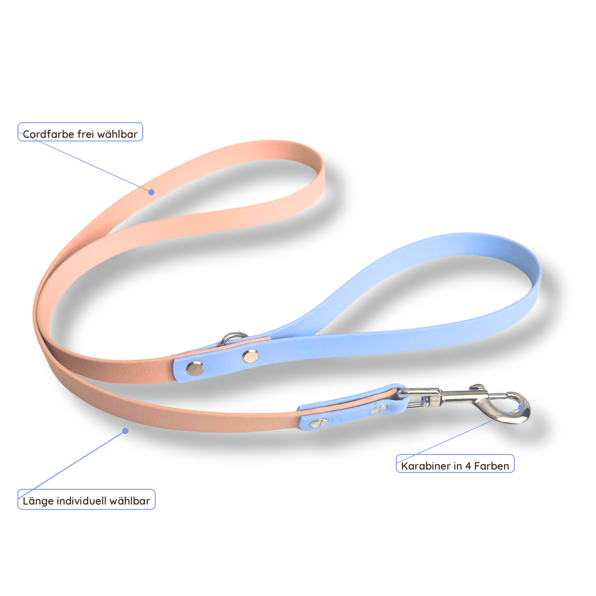 Zweifarbige Biothane-Leine mit Handschlaufe für Hunde 30-35 kg