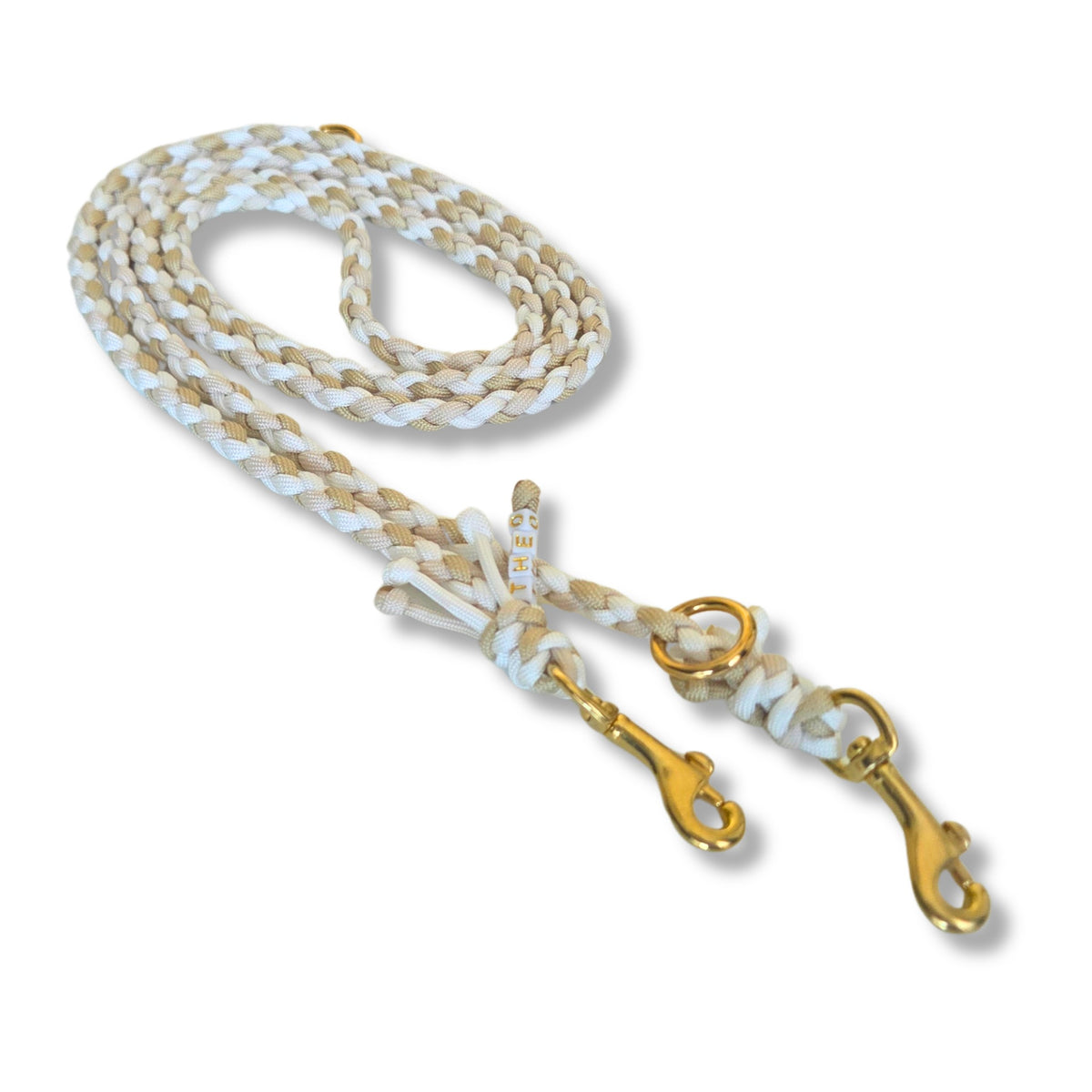 Hundeleine in weiß, beige gold, Hochzeitsleine, personalisiert, geflochten aus Paracord