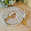 Hundeleine in weiß, beige gold, Hochzeitsleine, personalisiert, geflochten aus Paracord