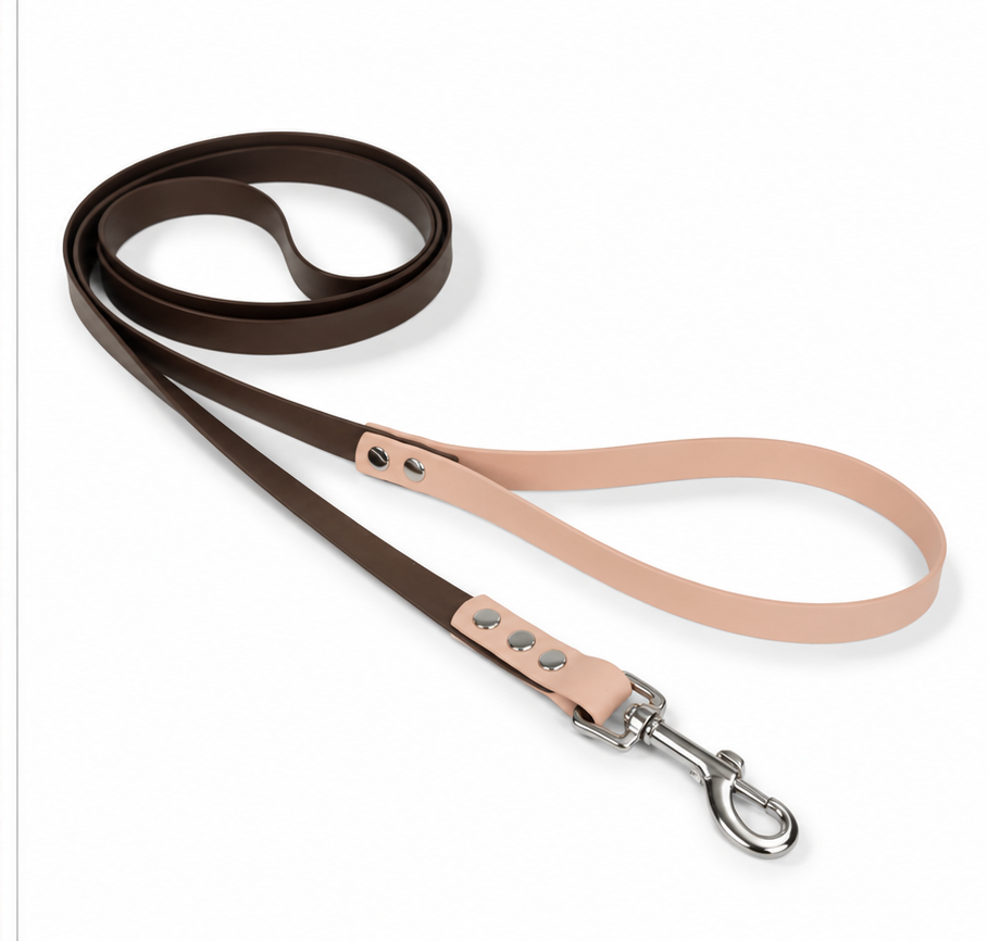 Beige-Braune Biothane Hundeleine mit Handschlaufe, wasserfest & schmutzabweisend, handgemachte Führleine, robust Leine für kleine und große Hunde