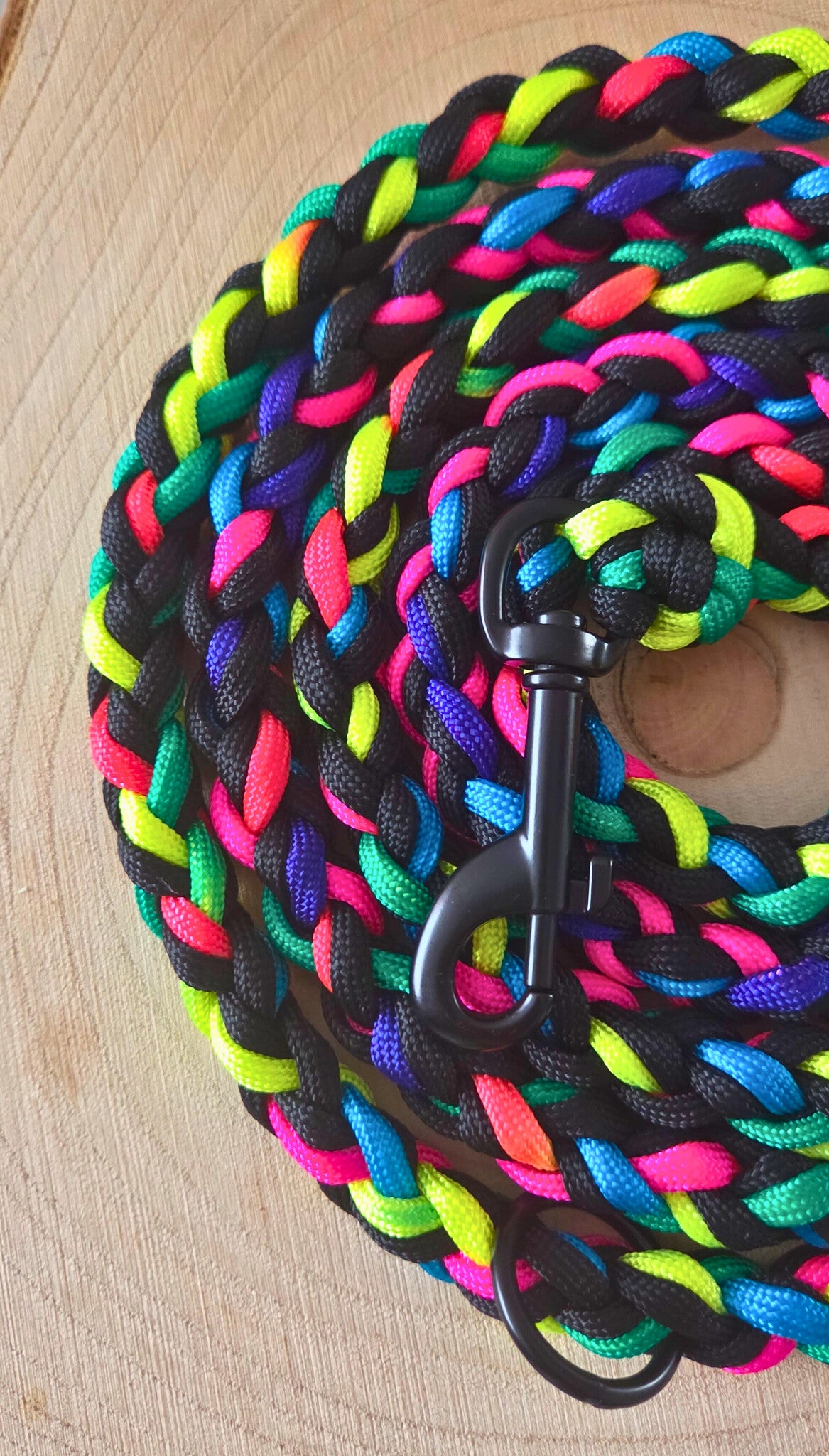 bunte Hundeleine, Neonfarben, schwarz, für Hunde bis 15 kg, mittelgroße Hunde, Gassileine
