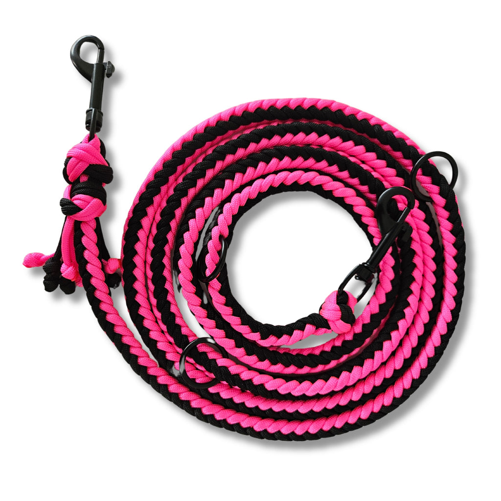 Paracord Leine in Neonpink und Schwarz