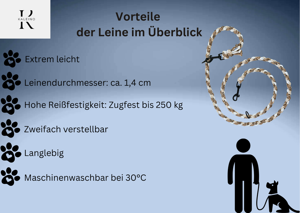 beige-braune Hundeleine für Hunde bis 15 kg