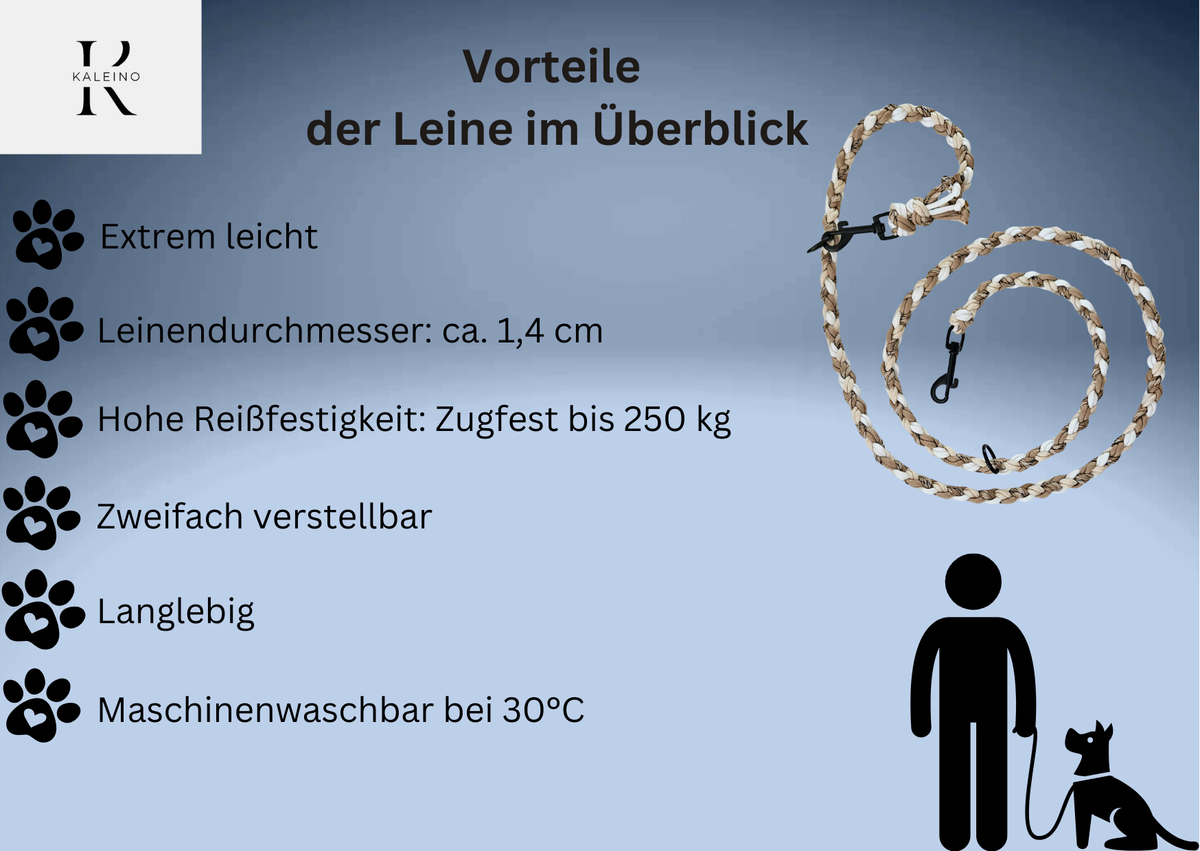 beige-braune Hundeleine für Hunde bis 15 kg