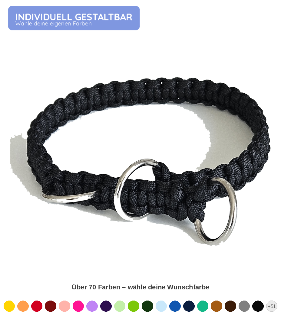 Zugstopphalsband aus Paracord, individuell gestaltbar, Schlupfhalsband, 2 cm breit, Hundehalsband