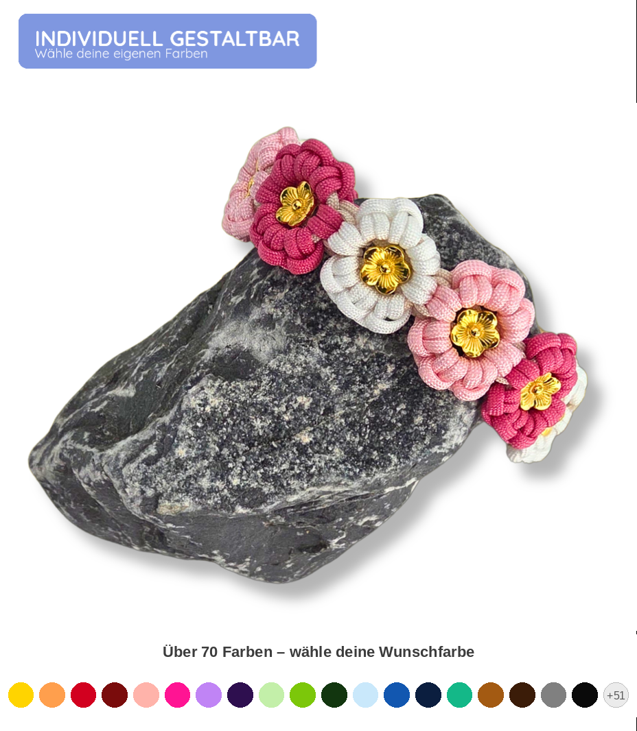 Blumenhalsband für Hunde aus Paracord – individuell mit Biothane-Adapter